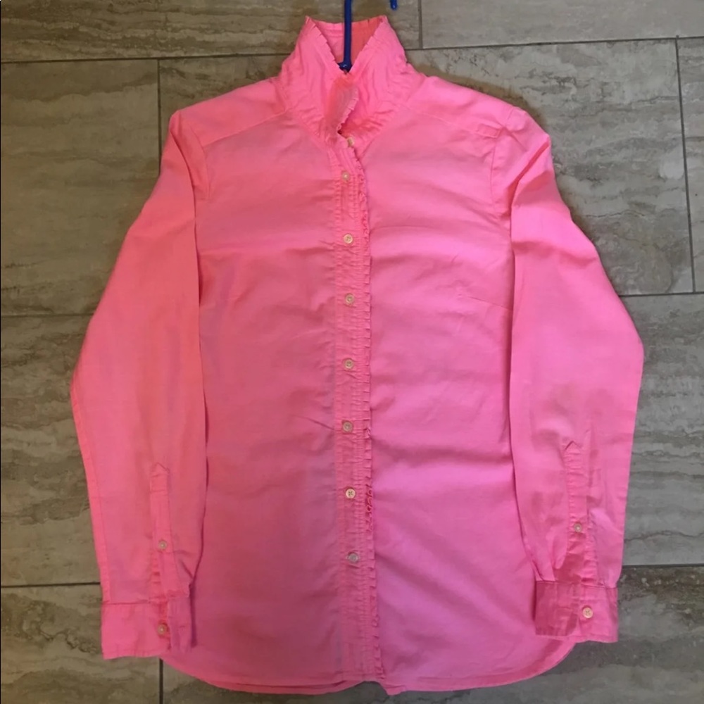 Gap highlighter pink linen style button up shirt